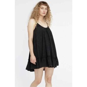 NEW LACAUSA X REVOLVE Reina Small Mini‎ Dress Black Mineral Wash